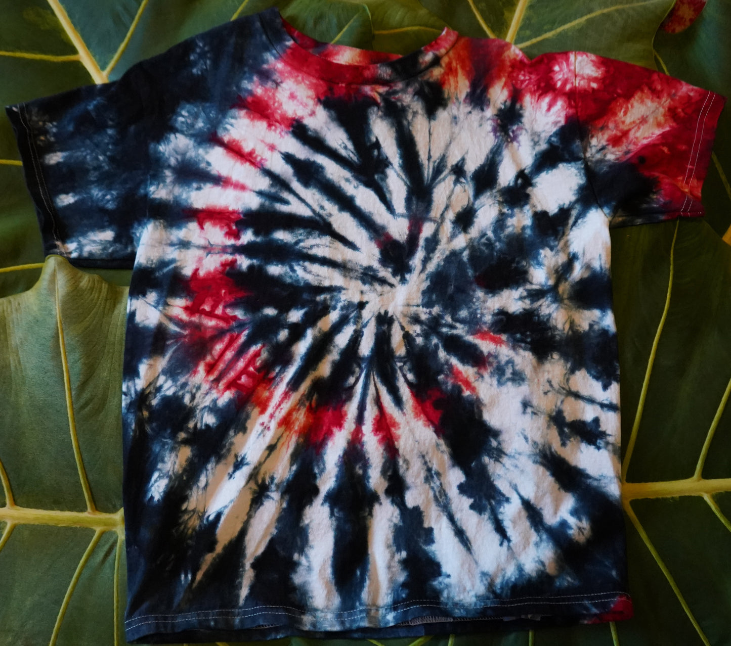 Youth T-Shirt Red & Black Spiral Tie-Dye